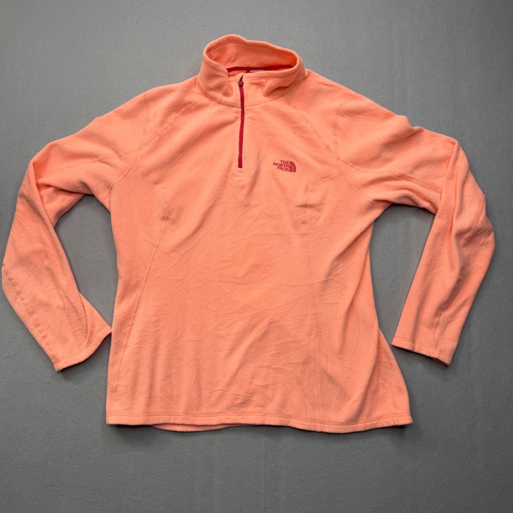 The North Face Womens L Coral Peach Polartec TKA 100 Glacier 1/4 Zip Fleece